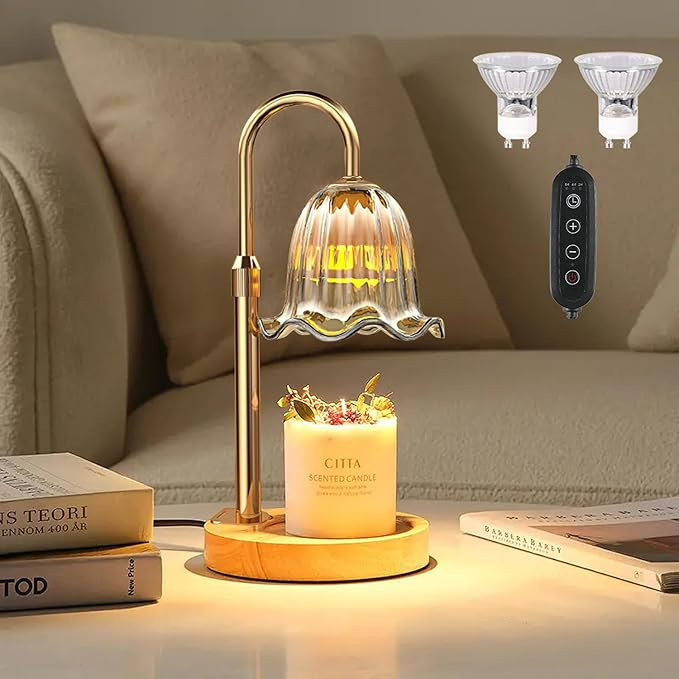 Candle Warmer Adjustable Lamp - Amber Wax Warmer Melt Heat Flameless Timer Holder Electric Scente... | Amazon (US)