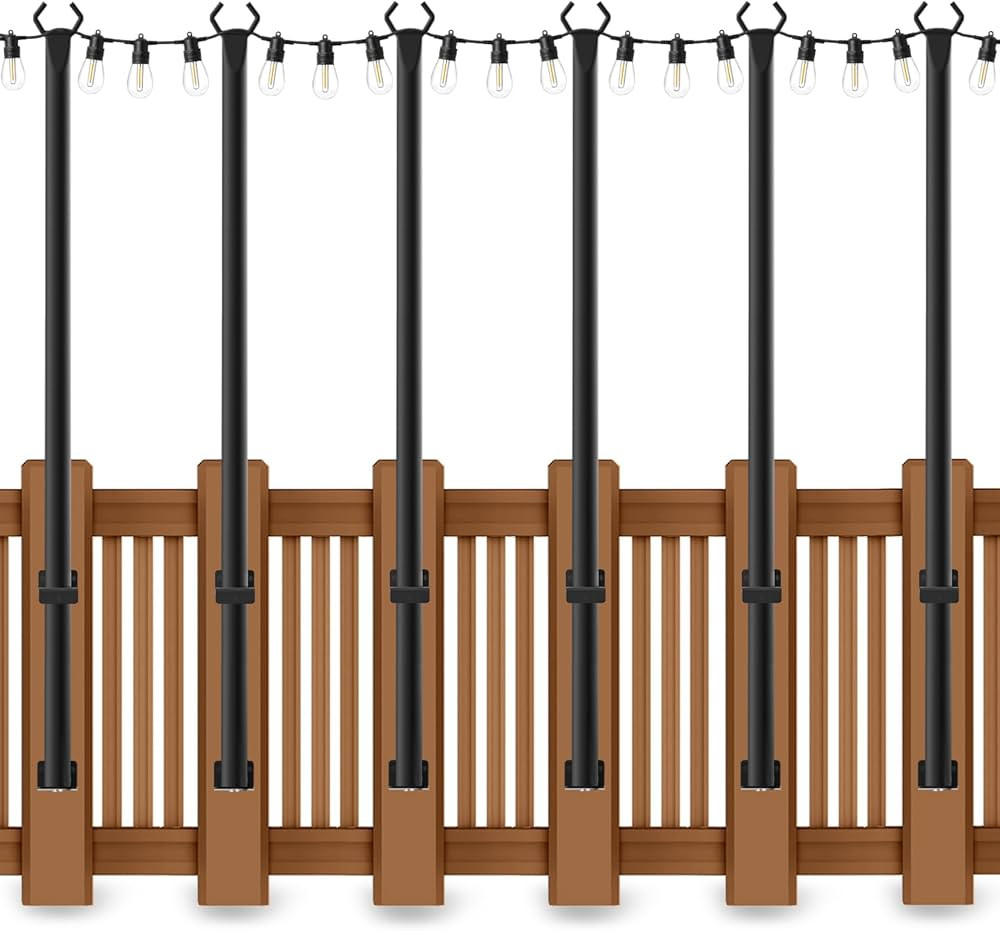 6 Pack 5 Ft String Light Poles, String Light Poles for Outside with Fixing Clips,Metal Poles for ... | Amazon (US)