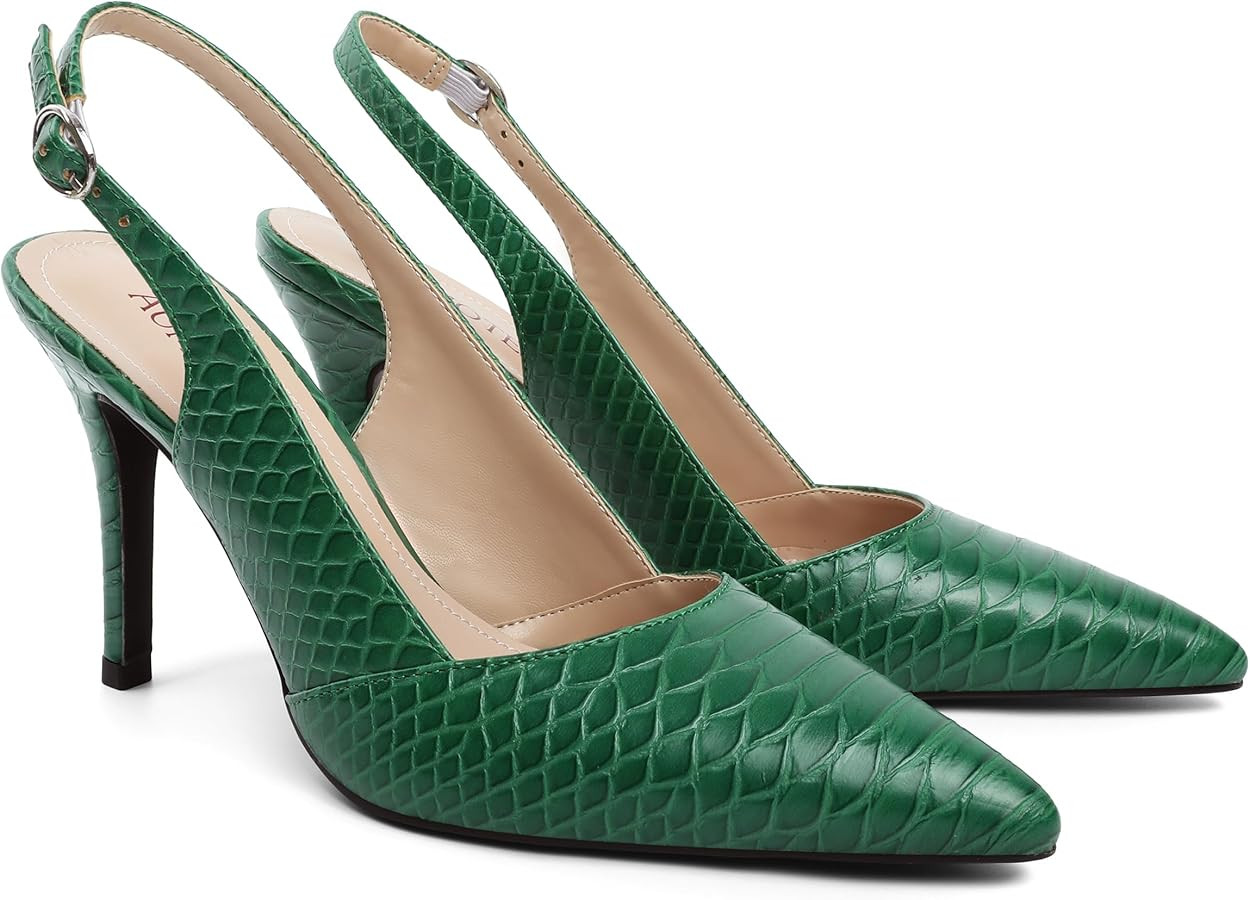 AUMOTED Women's Slingback D'Orsay Slip-on High Heels Pointed Toe Stiletto Ankle-Strap Heel Pump D... | Amazon (US)