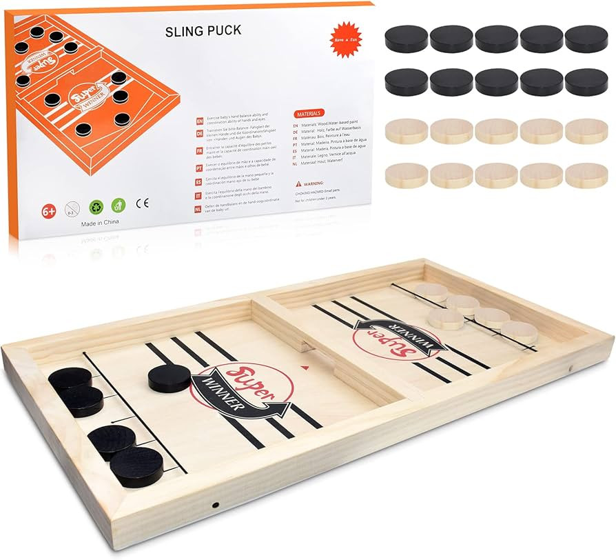 BAKAM Super Fast Sling Puck Game, Portable Table Hockey Game for Kids and Adults, Tabletop Slings... | Amazon (US)