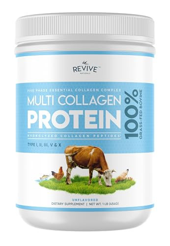 Revive Naturals Multi Collagen Hydrolyzed Protein Powder (16oz) - Types I, II, III, V & X - Grass Fed Bovine, Wild Caught Marine, Free Roaming Chicken & Eggshell Collagen Peptides, | Amazon (US)