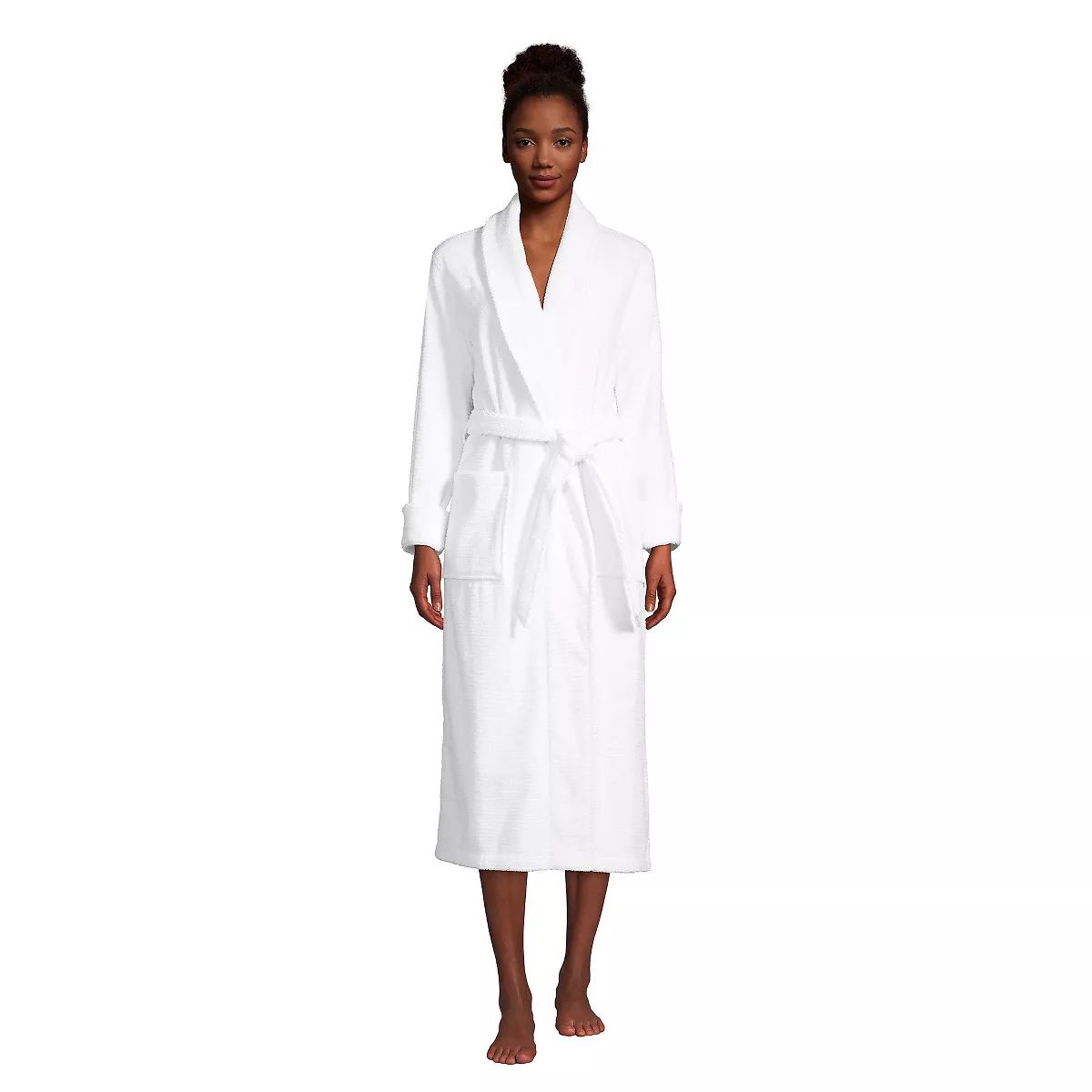 Lands' End Women's Cotton Terry Long Spa Bath Robe | Target