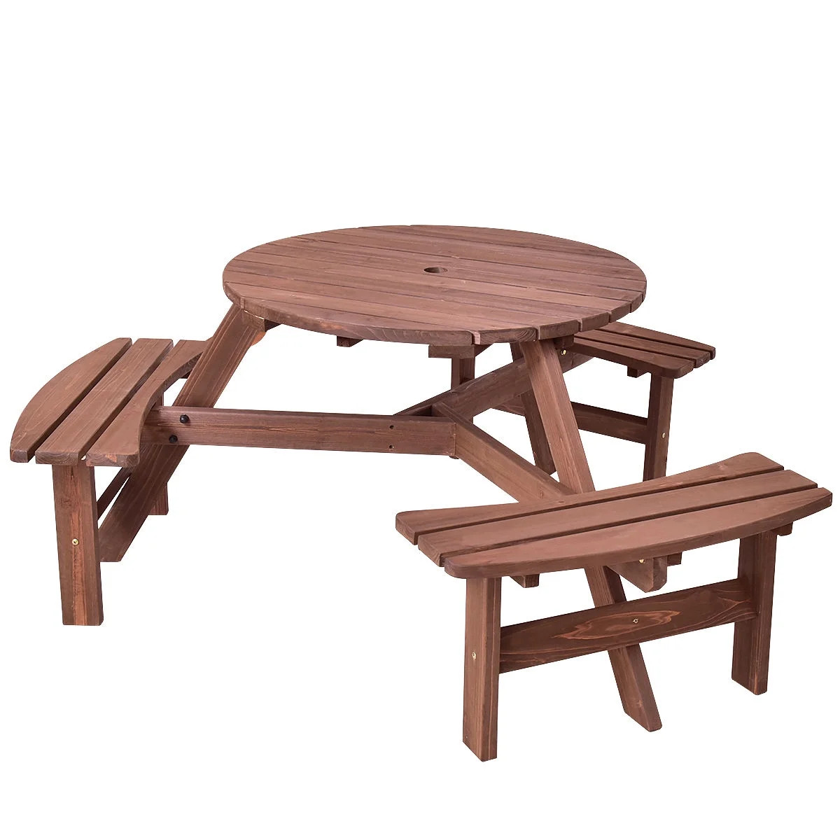 Costway Patio 6 Person Outdoor Wood Picnic Table Beer Bench Set Pub Dining Seat Garden | Walmart (US)