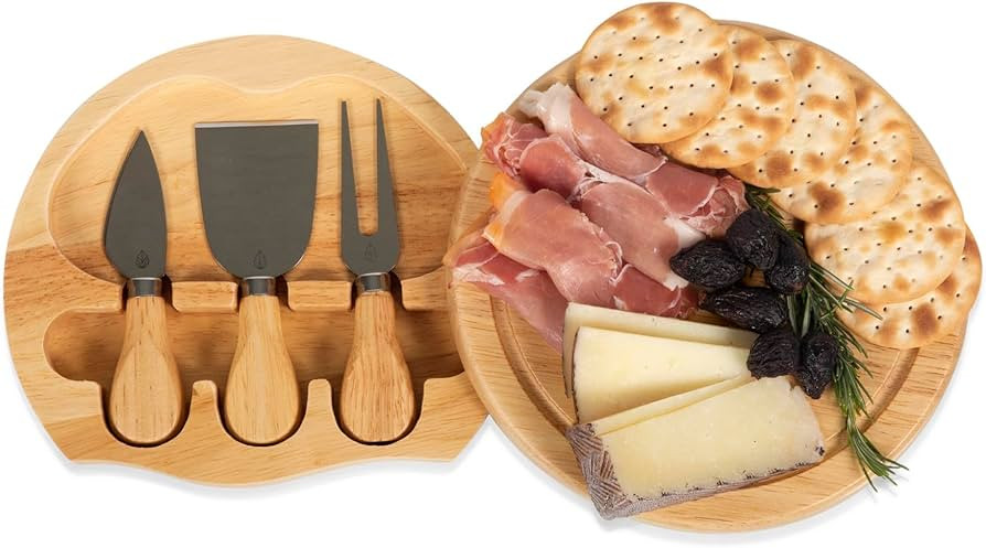 PICNIC TIME Circo Brie Cheese Knife, Charcuterie, Wood Cutting Board, 7.5" Diameter - 4 Piece Set... | Amazon (US)