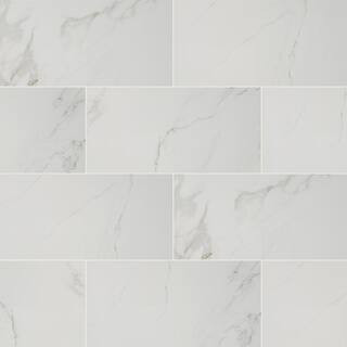 Home Decorators Collection Carrara Polished 12 in. x 24 in. Polished Porcelain Floor and Wall Til... | The Home Depot