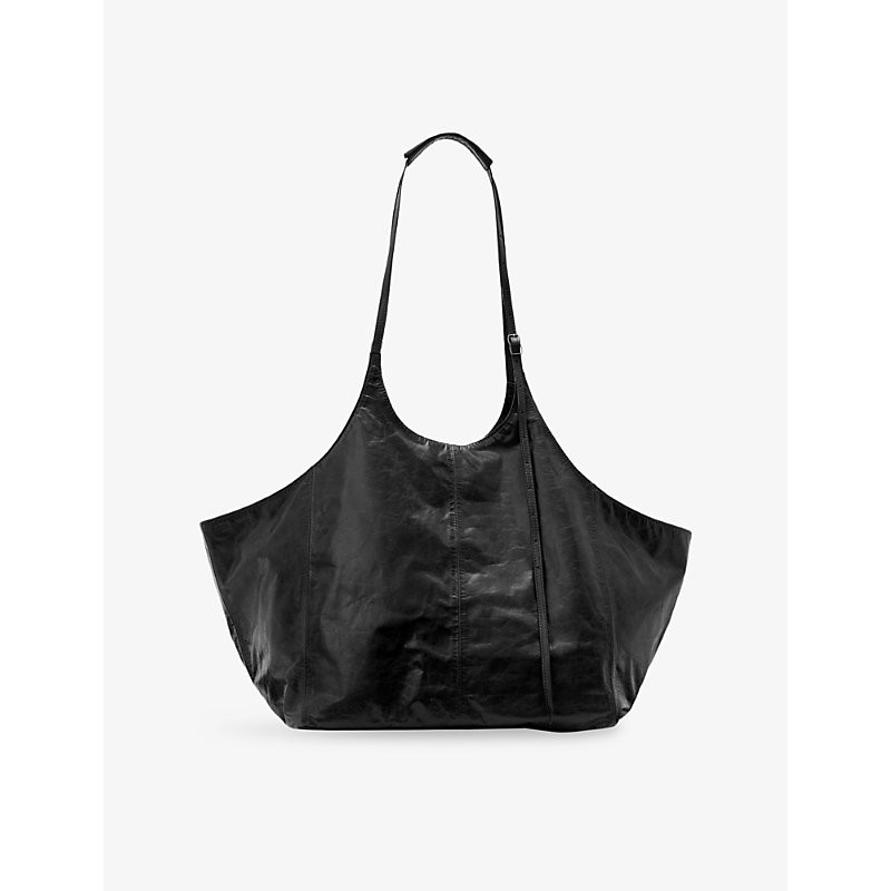 Allsaints Womens Black Siloh Oversized Leather Tote Bag 1 Size | Selfridges