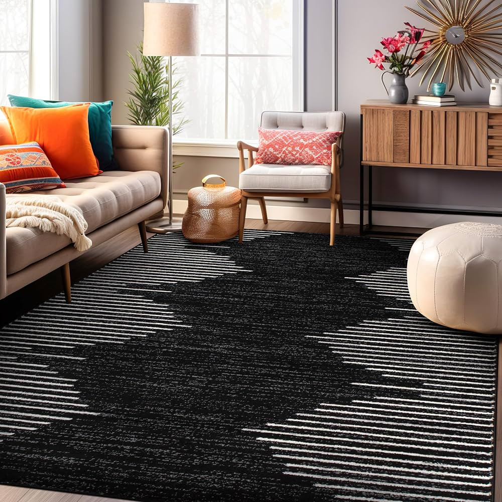 Rugshop Bohemian Stripe Stain Resistant High Traffic Living room Kitchen Bedroom Dining Home Offi... | Amazon (US)