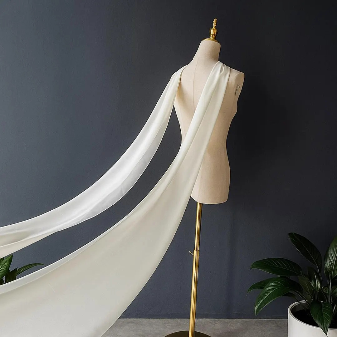 Bridal Wedding Scarf: Detachable ivory Chiffon Neck Tie Minimalist Scarf shawl zen | Etsy (US)