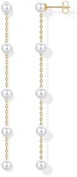 PAVOI 14K Gold Plated 925 Sterling Silver Posts Pearl Dangle Drop Earrings | Bridal Pearl Earring... | Amazon (US)
