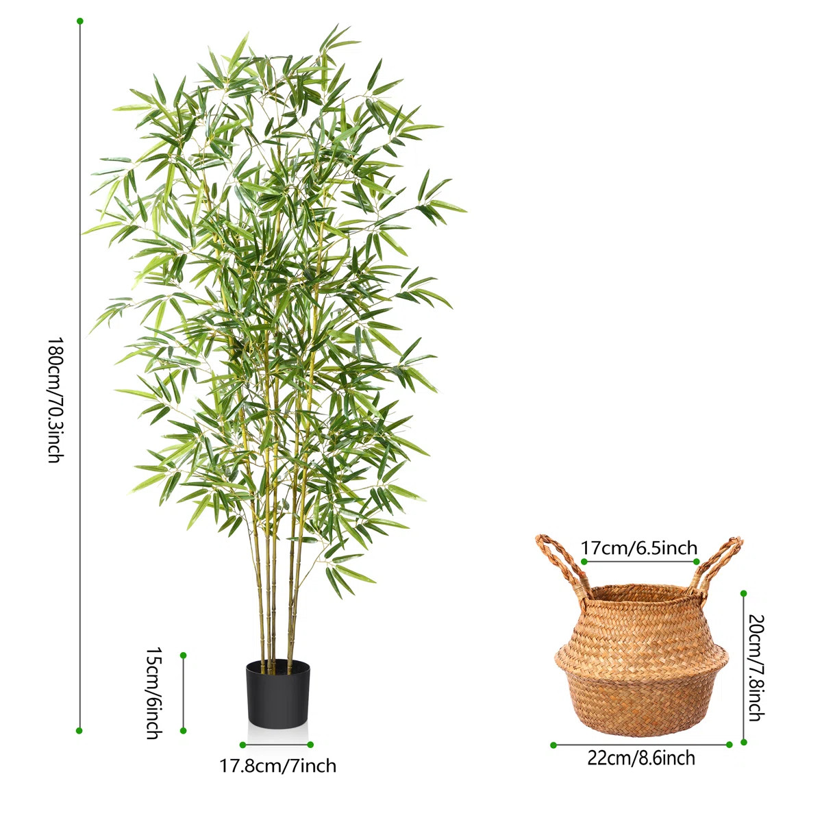 Adcock Artificial Bamboo Tree in Wicker Basket for Indoor and Outdoor Use | Wayfair North America