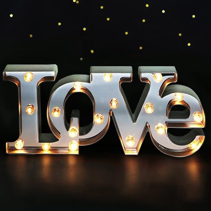 Bright Zeal 16" x 7" Large Love Decor for Bedroom LED Marquee Sign (Mirror Front) - Love Sign Lig... | Amazon (US)