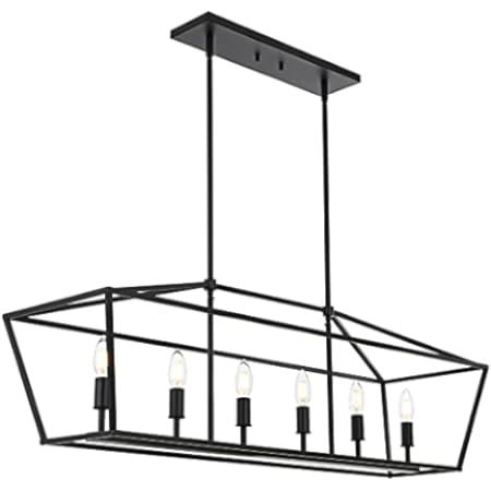 Homenovo Lighting Marden 6-Light Island Chandelier, Matte Black | Amazon (US)