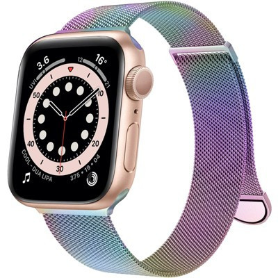 HTUTWOO Compatible with Apple Watch Band Series Women and Men, Stainless Steel Mesh Loop Magnetic Clasp Replacement for iWatch Bands , Rainbow | Target