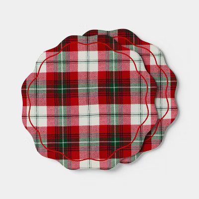 2pk Reversible Plaid with Top Stitch Charger -Threshold™ | Target