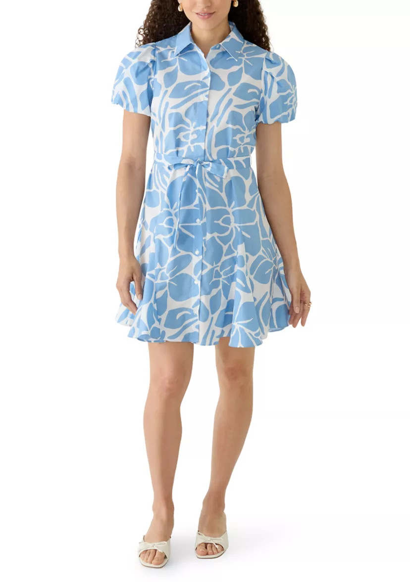 Petite Short Sleeve Tie Waist  Dress | Belk