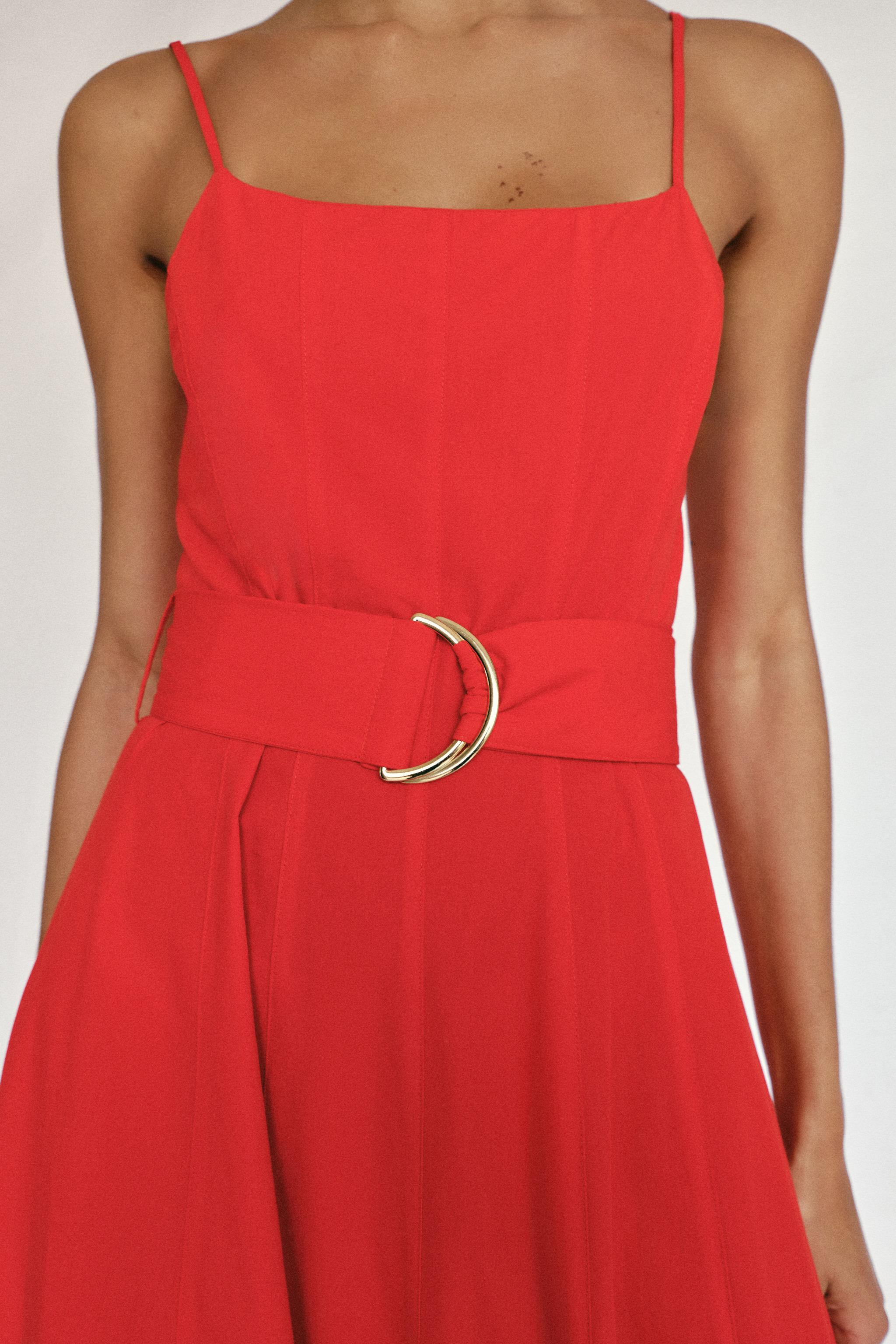 BELTED POPLIN MIDI DRESS | Zara US