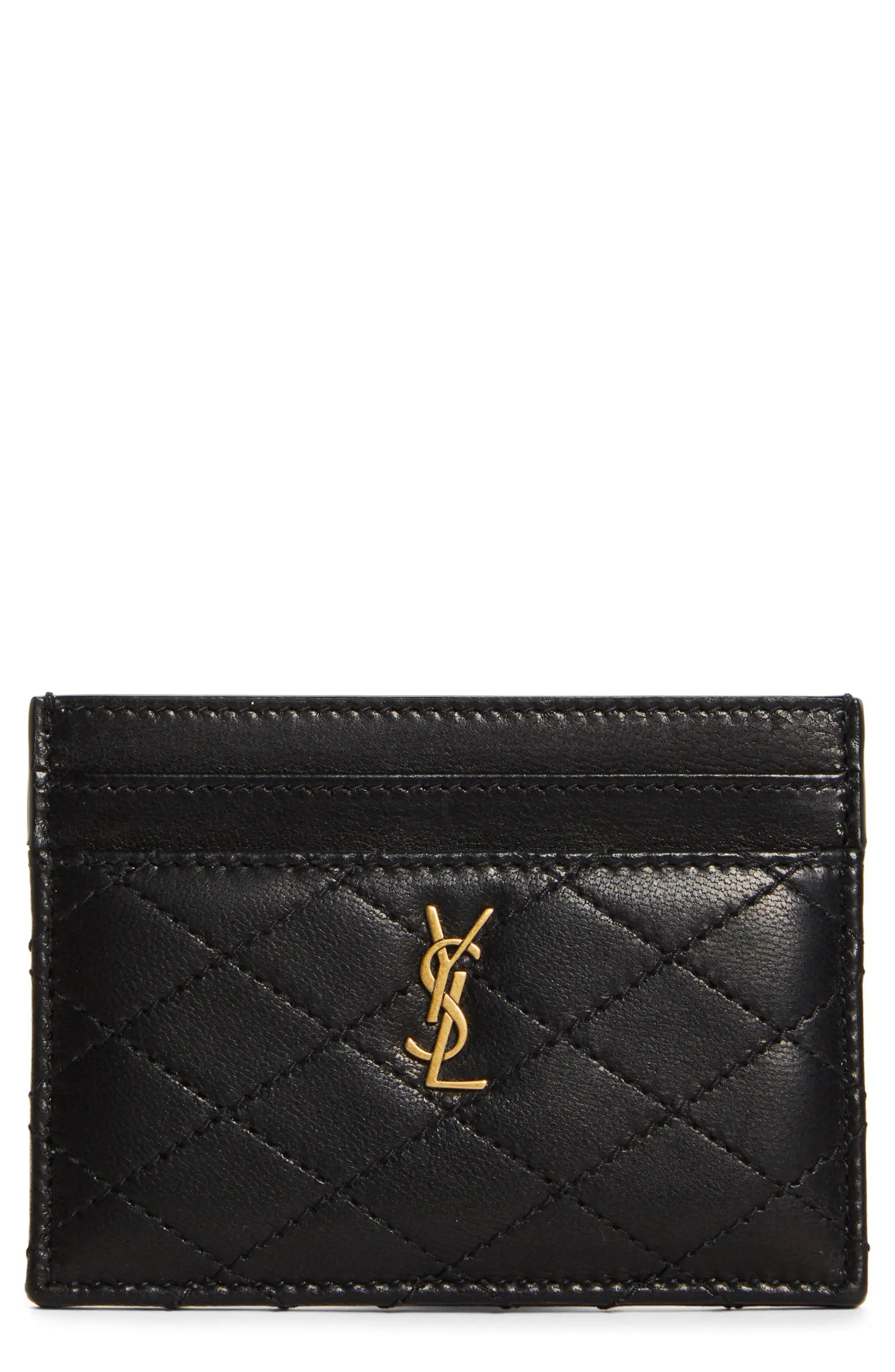 Saint Laurent Gaby Quilted Leather Card Case | Nordstrom | Nordstrom