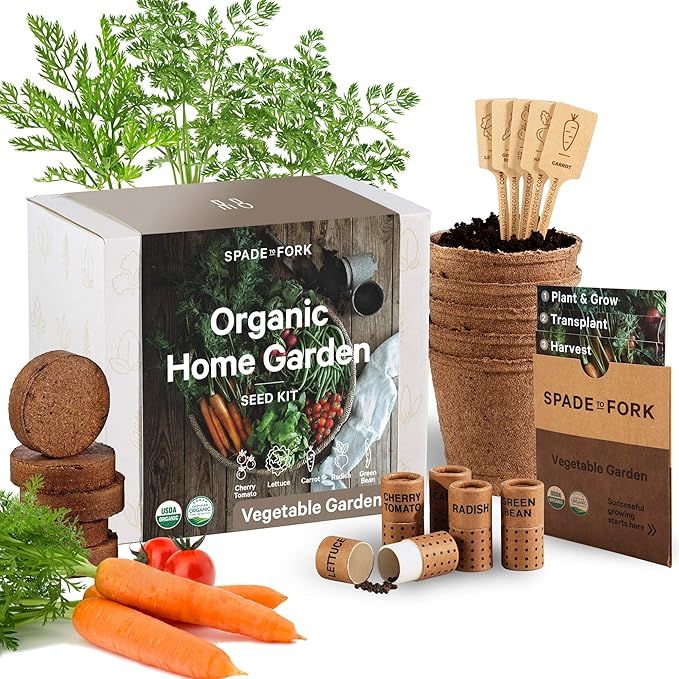 Indoor Vegetable Garden Starter Kit - Certified USDA Organic Non GMO - 5 Seed Types Cherry Tomato... | Amazon (US)