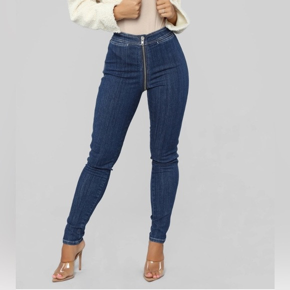 FASHIONNOVA Just The Zip Skinny Jeans - Dark Denim | Poshmark