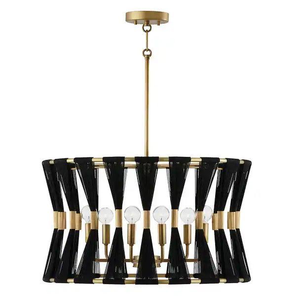 Bianca 24.5" 6-light Patinaed Brass/ Tapered String Pendant - Overstock - 34337726 | Bed Bath & Beyond