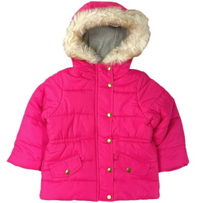 Carter's Toddler Girls' Faux Fur Trim Fleece Lined Coat, Hot Pink, 4T | Target