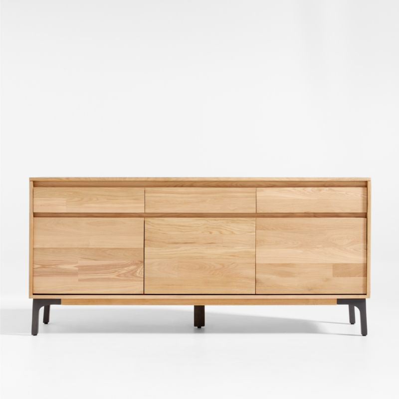 Lakin 71" White Oak Wood Credenza + Reviews | Crate & Barrel | Crate & Barrel