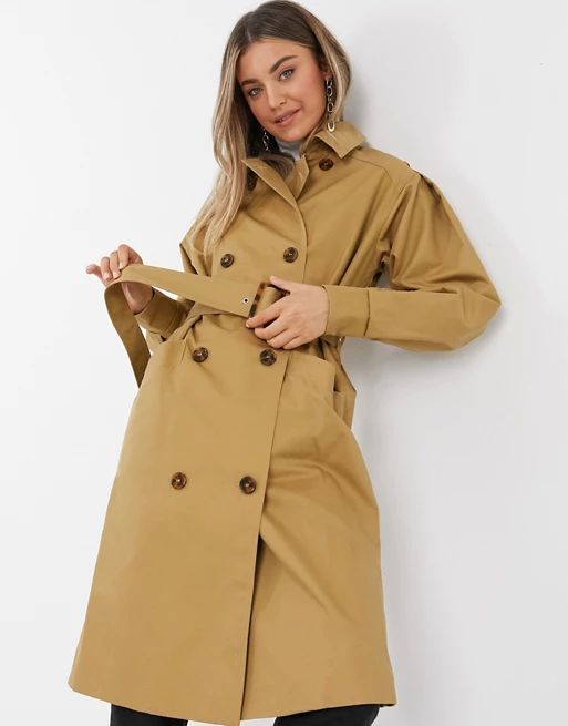 Miss Selfridge trench coat in camel | ASOS (Global)