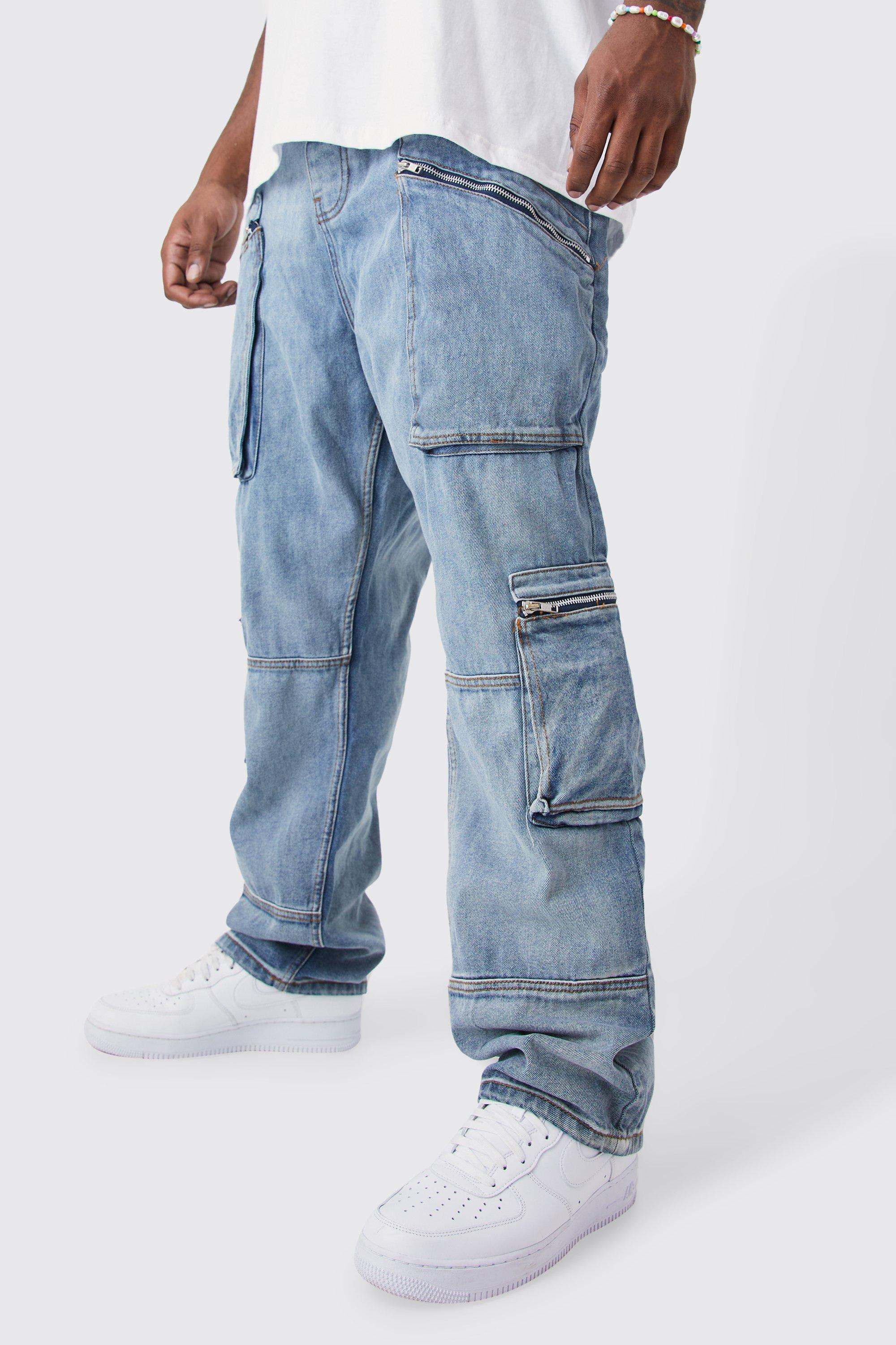 Plus Straight Leg Seam Detail Cargo Jean | boohooMAN (US & CA)