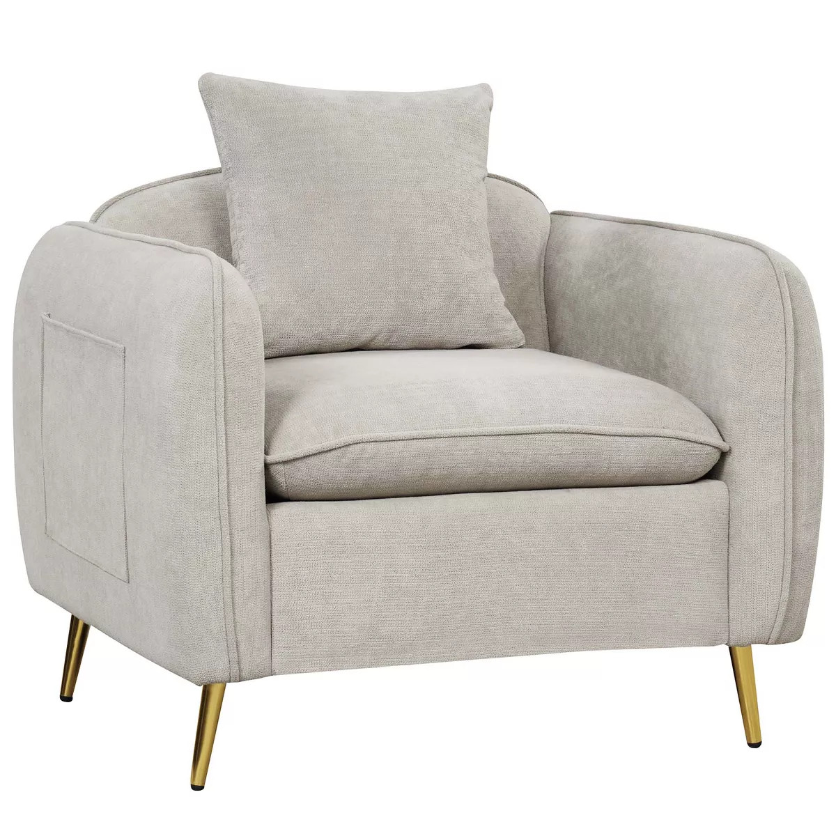 Costway Chenille Velvet Accent Chair Upholstered Armchair with Storage Pockets & Pillow | Target