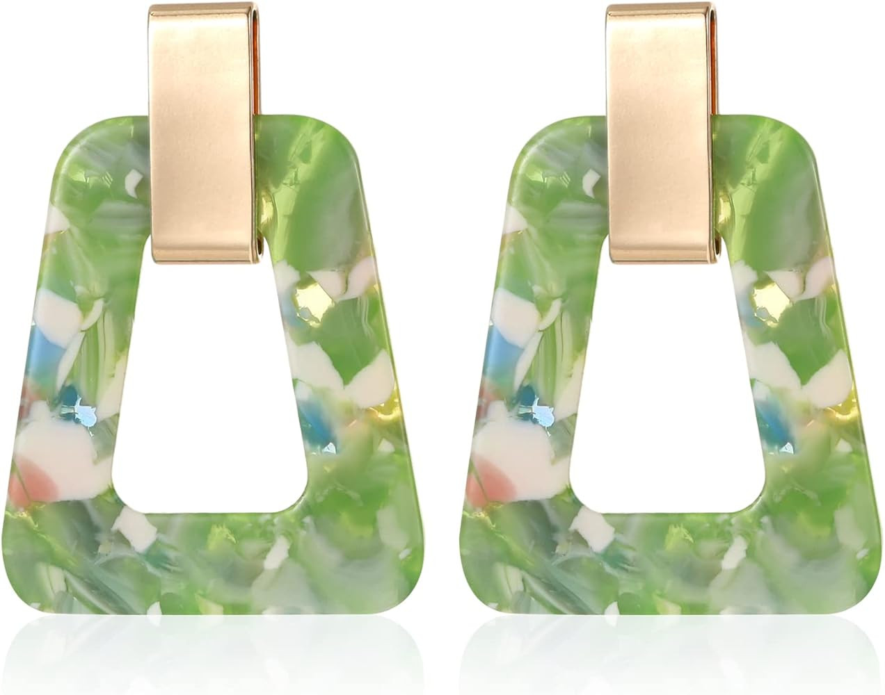 Acrylic Geometric Statement Earrings - Mottled Resin Lightweight Dangle Earrings for Party or Vac... | Amazon (US)