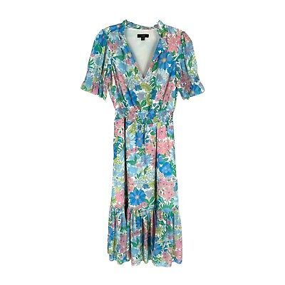 J Crew Tiered Dress Size XXS Smocked Fairy Floral Pink Blue Green Pastel Flowy | eBay US