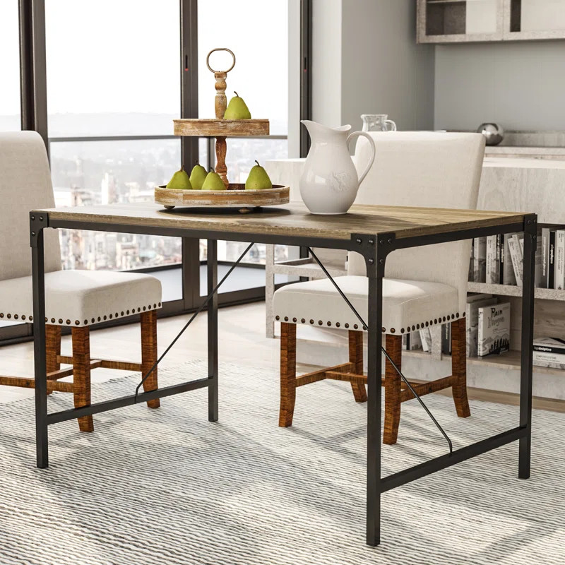 Madeline Angle Iron and Wood Dining Table | Wayfair North America