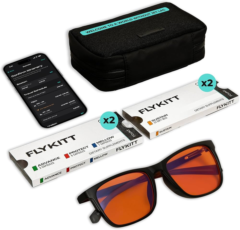 Fount FlyKitt Jet Lag Prevention System | Flight Essentials with App-Controlled Personalized Supp... | Amazon (US)