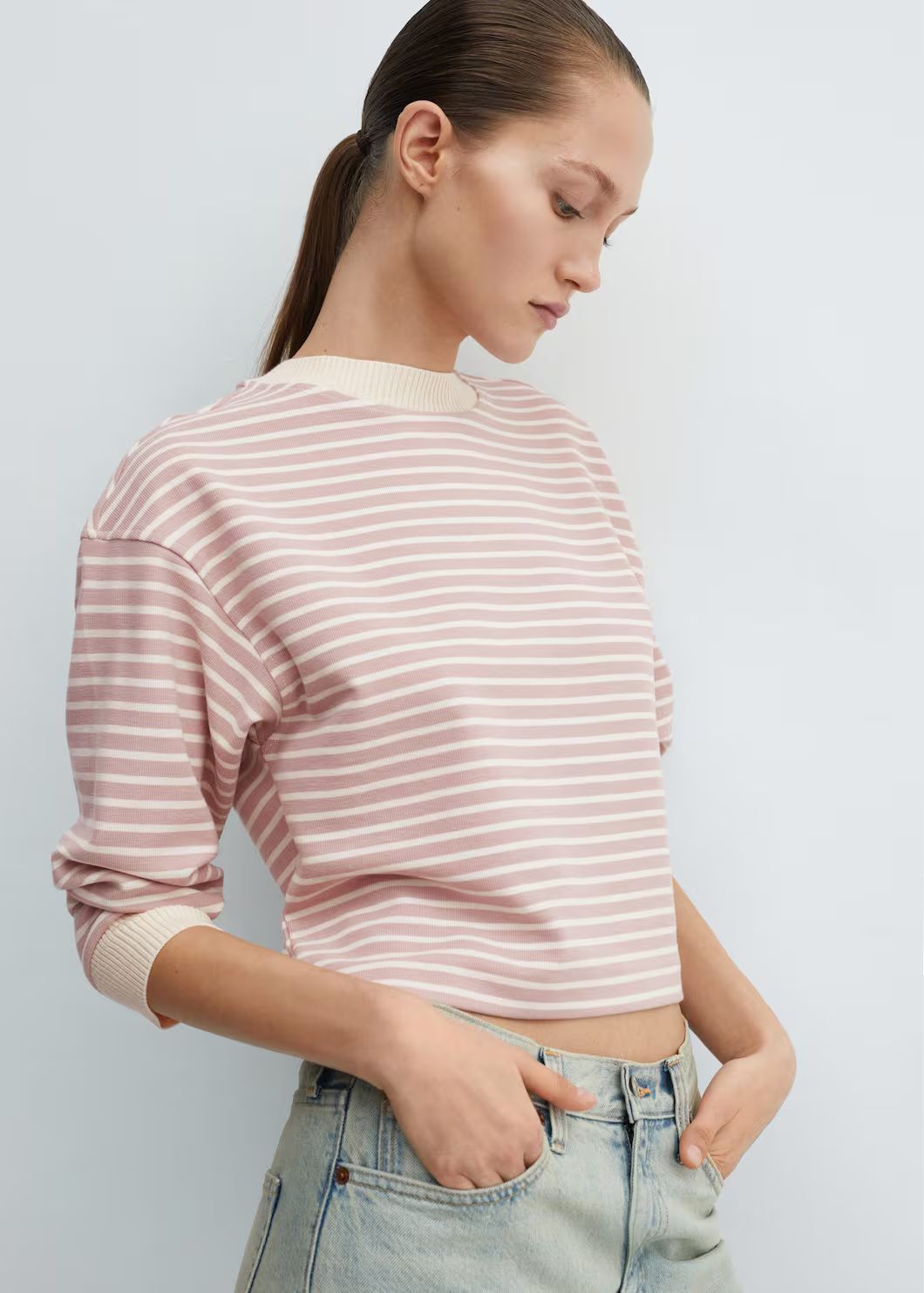 Striped knitted sweatshirt -  Women | Mango USA | MANGO (US)