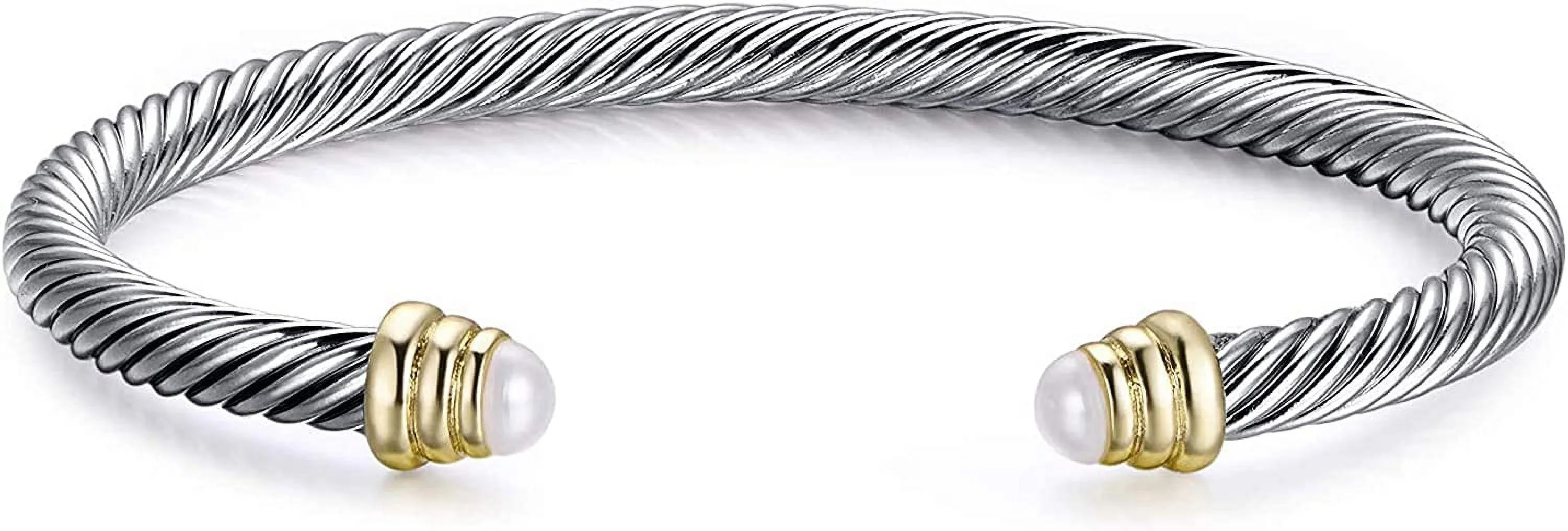 Twisted Rope Bangles Bracelet Exquisitely Made Stainless Steel Pearl Inlay | Walmart (US)