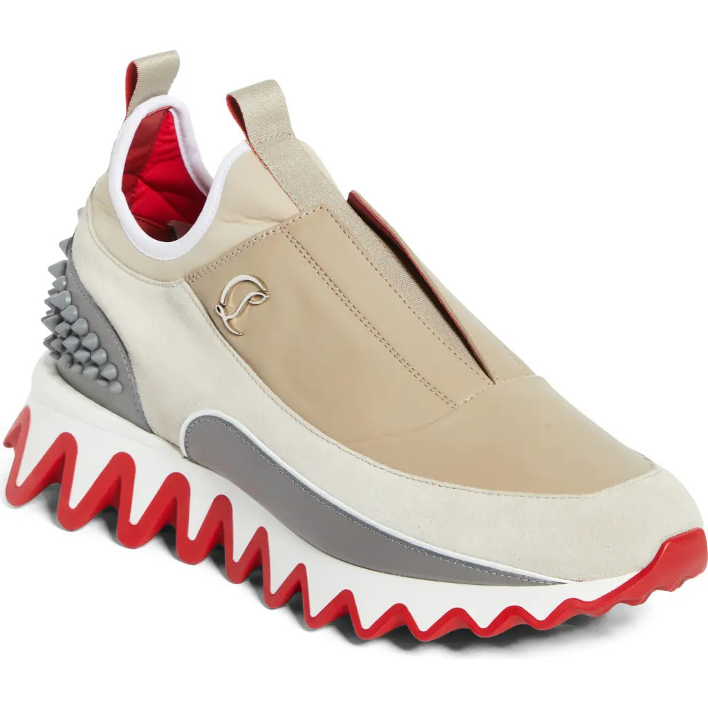 Christian Louboutin Sharkyloub Spikes Slip-On Sneaker in Goose/Smoke Grey at Nordstrom, Size 11.5Us | Nordstrom