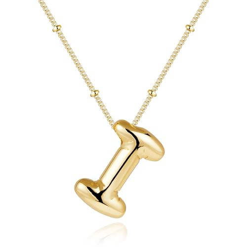 Amazon.com: Inerney Gold Bubble Letter A Initial Necklace for Women, Balloon Alphabet Pendant Cha... | Amazon (US)