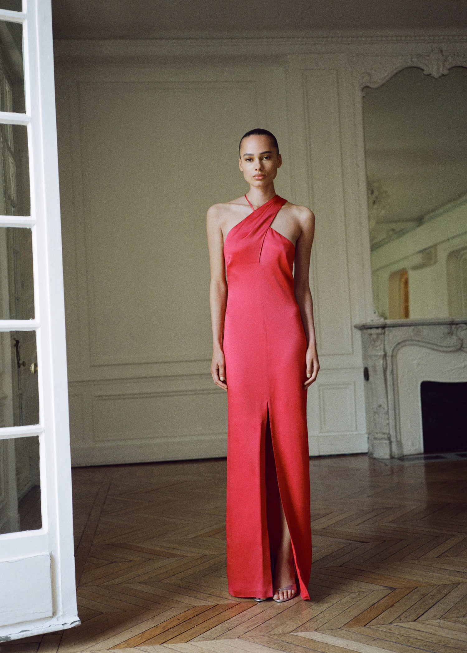 Cross-neckline slit dress - Women | MANGO USA | Mango (US/MX/AU)