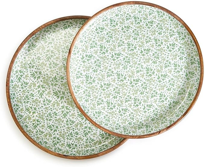 Two's Company Countryside Set of 2 Hand-Crafted Wood Round Trays | Amazon (US)