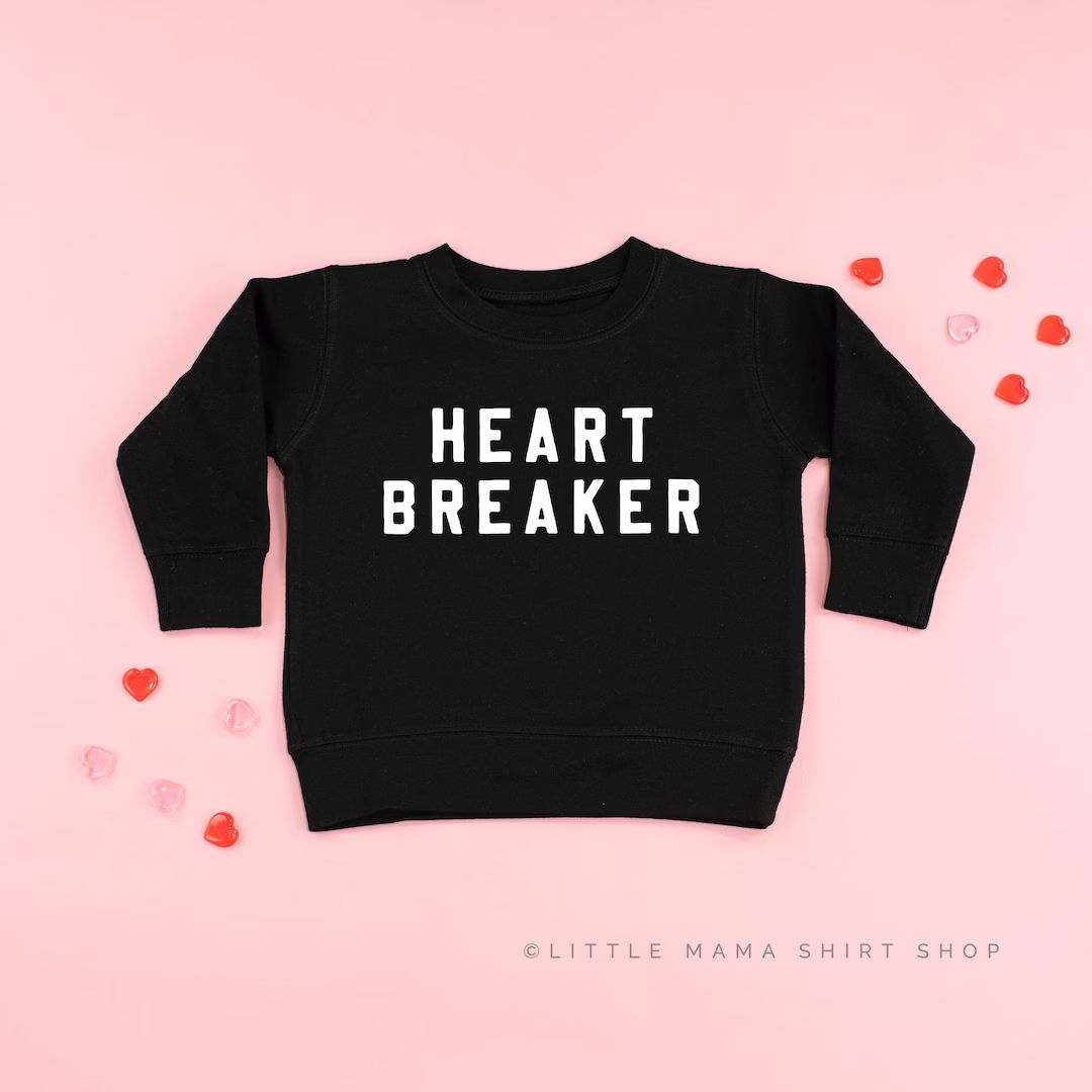 Heart Breaker BLOCK FONT Child Sweater Valentine Sweater Valentine Sweater for Kids Kid Valentine... | Etsy (US)