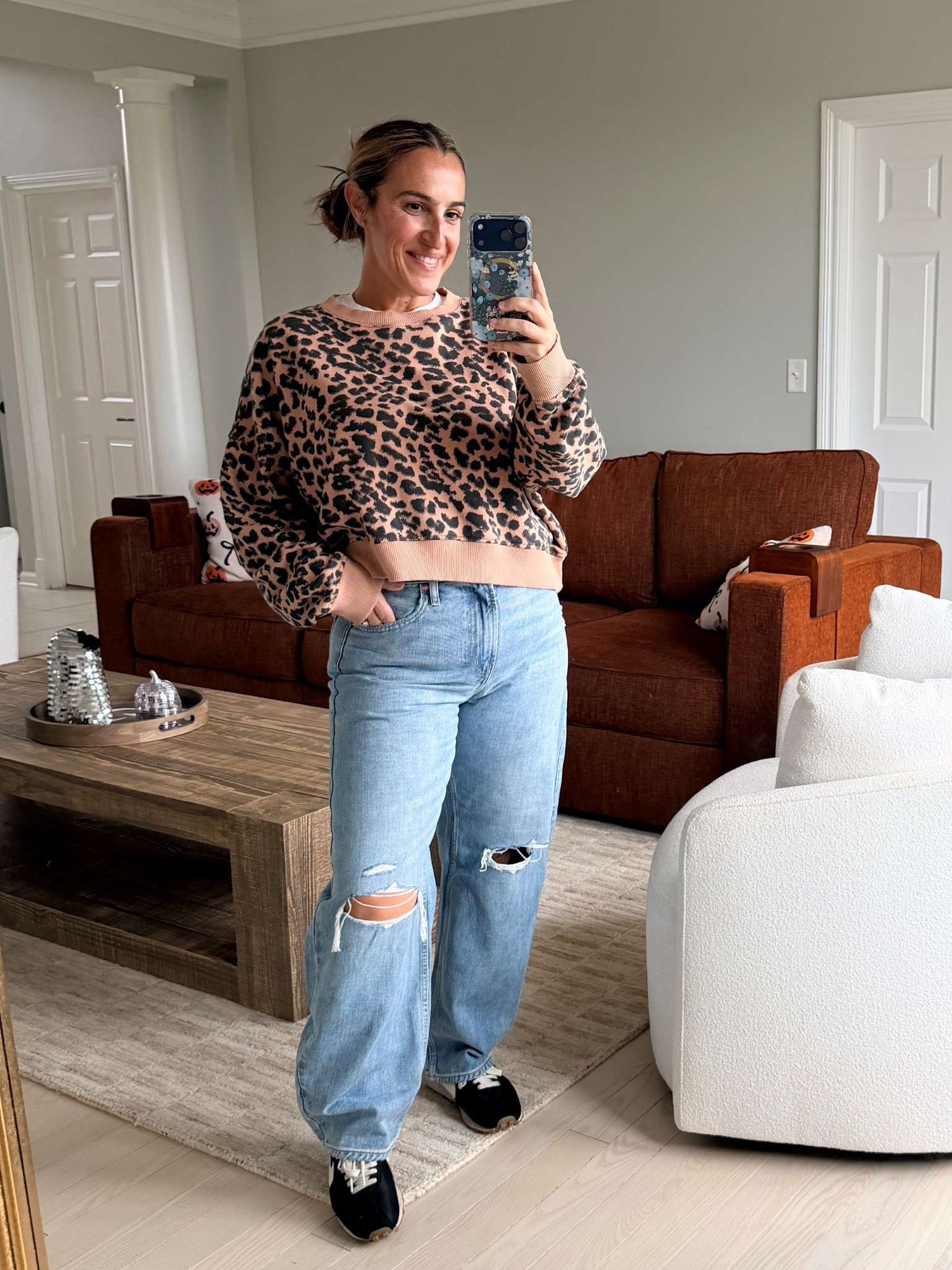 My most favorite barrel jeans I’ve ever worn! They are not stretchy at all so they hold in the mom pooch really well. Size up 1 in them, I’m wearing a 30. Top is a medium and runs very oversized. 

#LTKFindsUnder50 #LTKStyleTip #LTKOver40