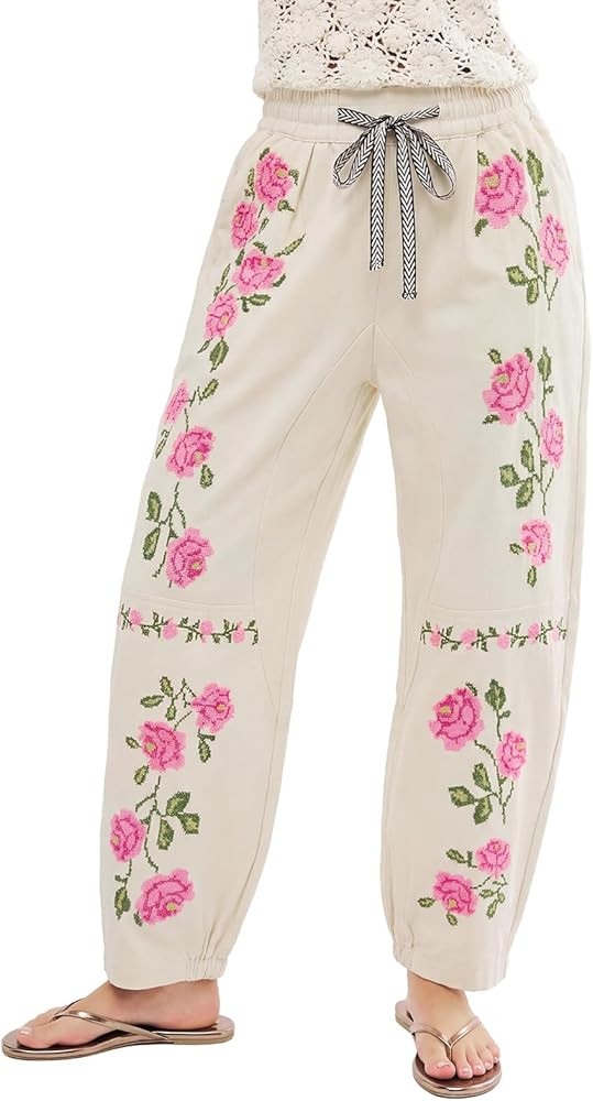 Kedera Mid Rise Barrel Jeans for Women Embroidered Wide Leg Denim Pants Boyfriend Baggy Jeans wit... | Amazon (US)