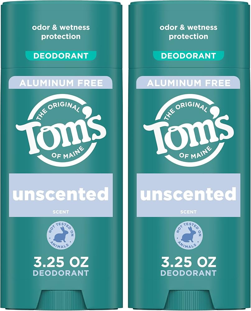 Tom's of Maine Unscented Aluminum Free Natural Deodorant For Women & Men | Goes on Clear | Odor &... | Amazon (US)