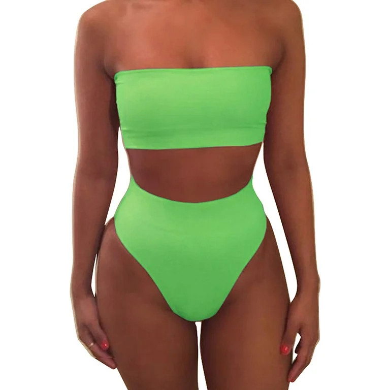 2022 Bikini High Waist Strapless Sexy Bikini Women Swimwear Women-Neon Green - Walmart.com | Walmart (US)