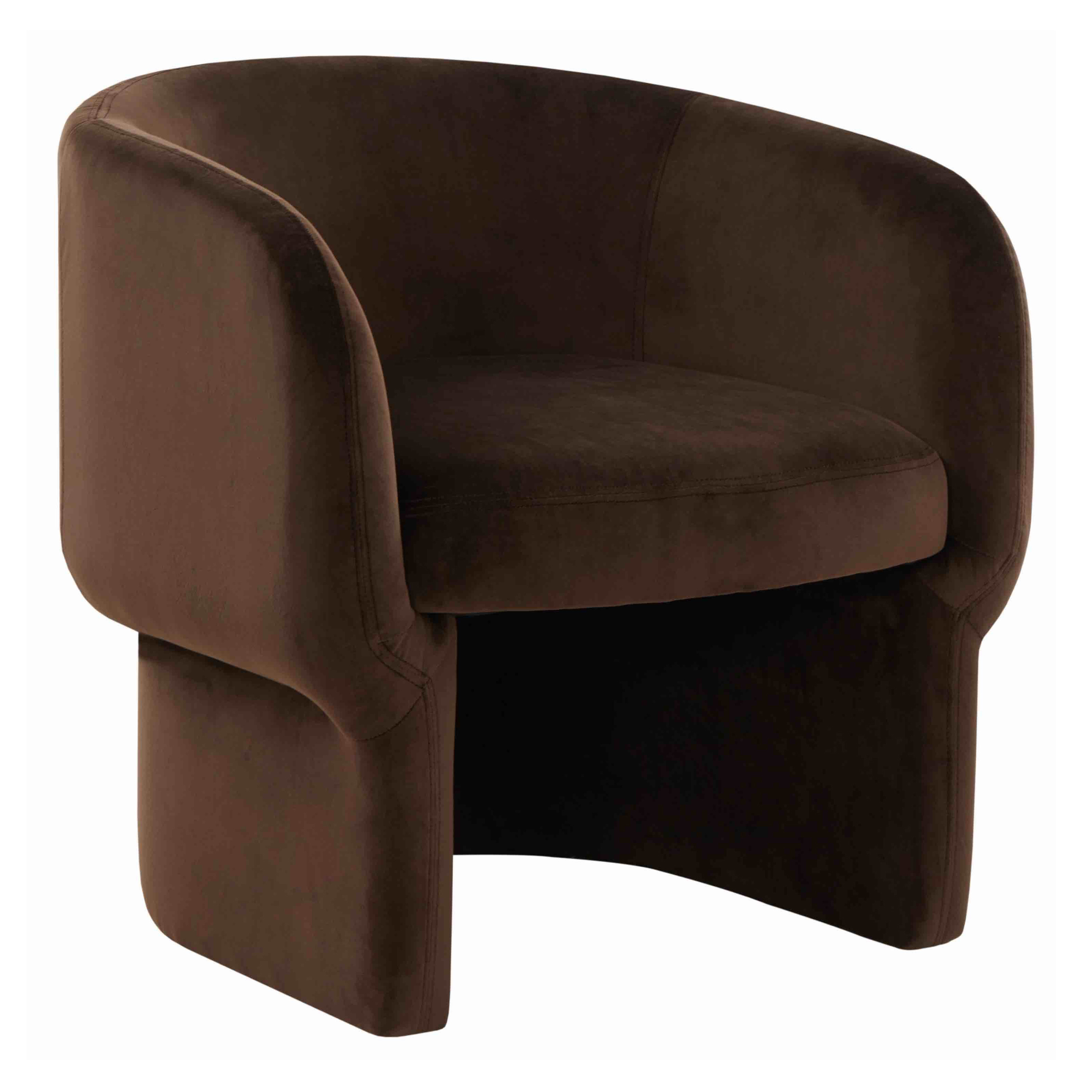 Zephyr Dark Brown Velvet Upholstered Dining Armchair | World Market