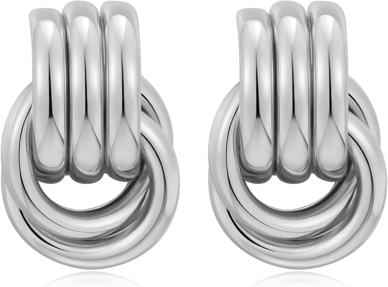 Chunky Gold/Silver Earrings Large Knot Earrings Love Knot Stud Earrings Geometric Dangle Drop Ear... | Amazon (US)