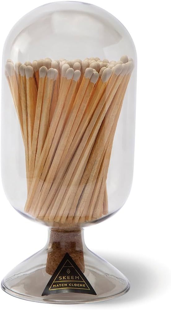 Skeem Glass Match Cloche with Striker - Smoke - Includes 120 Small Match Sticks - Perfect Fireplace Decor, Decorative Matches for Candles | Amazon (US)