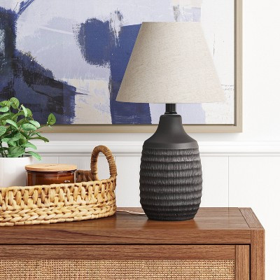 12.25"x5.25" Small Textured Ceramic Lamp Base Black - Threshold™: Chic Raised Design, ETL Listed | Target