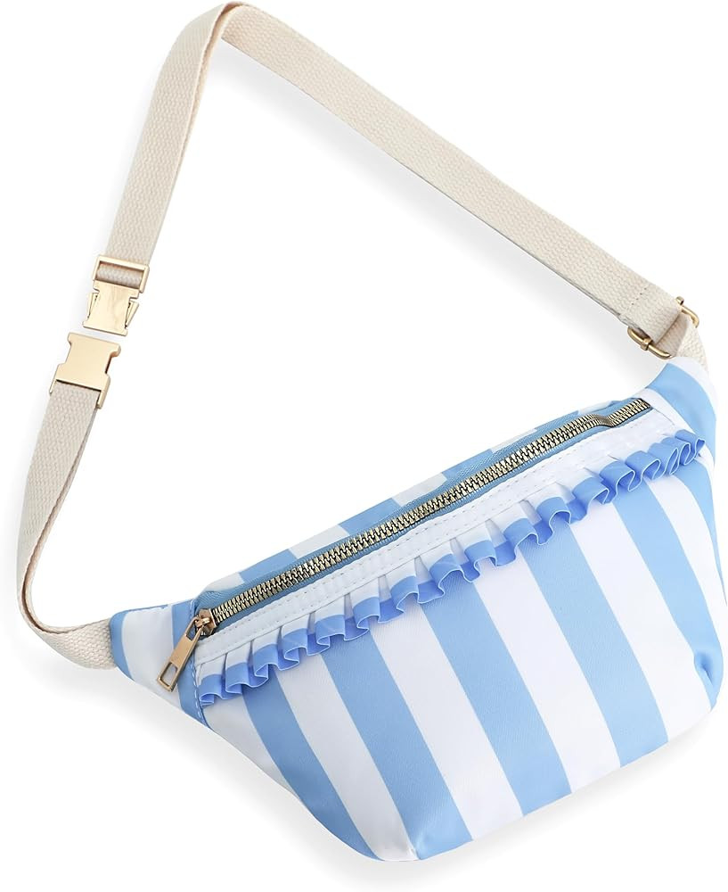 Belt Bag for Women Gingham Ruffle Crossbody Fanny Pack with Adjustable Strap,Mini Fashion Waist P... | Amazon (US)