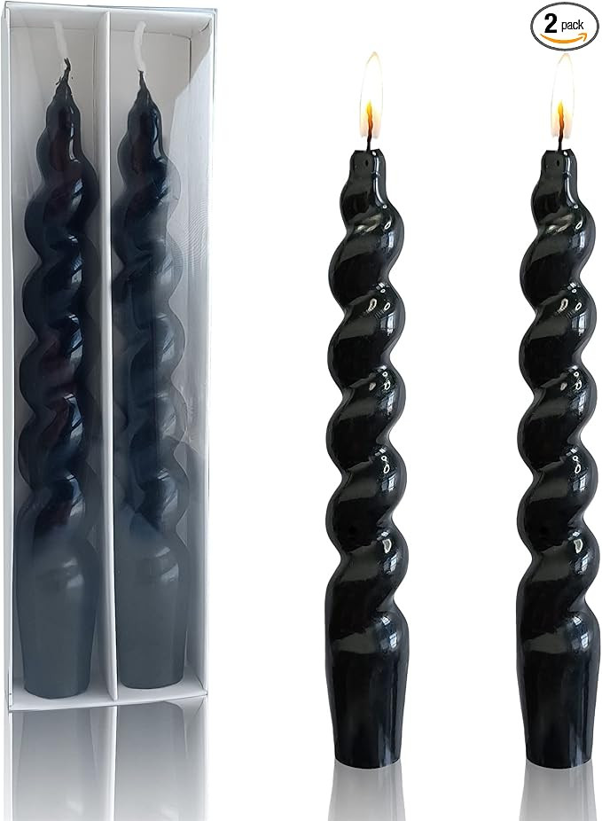 Black Candle Halloween Taper Candles - Gedengni 2pcs Twist Candlesticks for Halloween Dinner Deco... | Amazon (US)